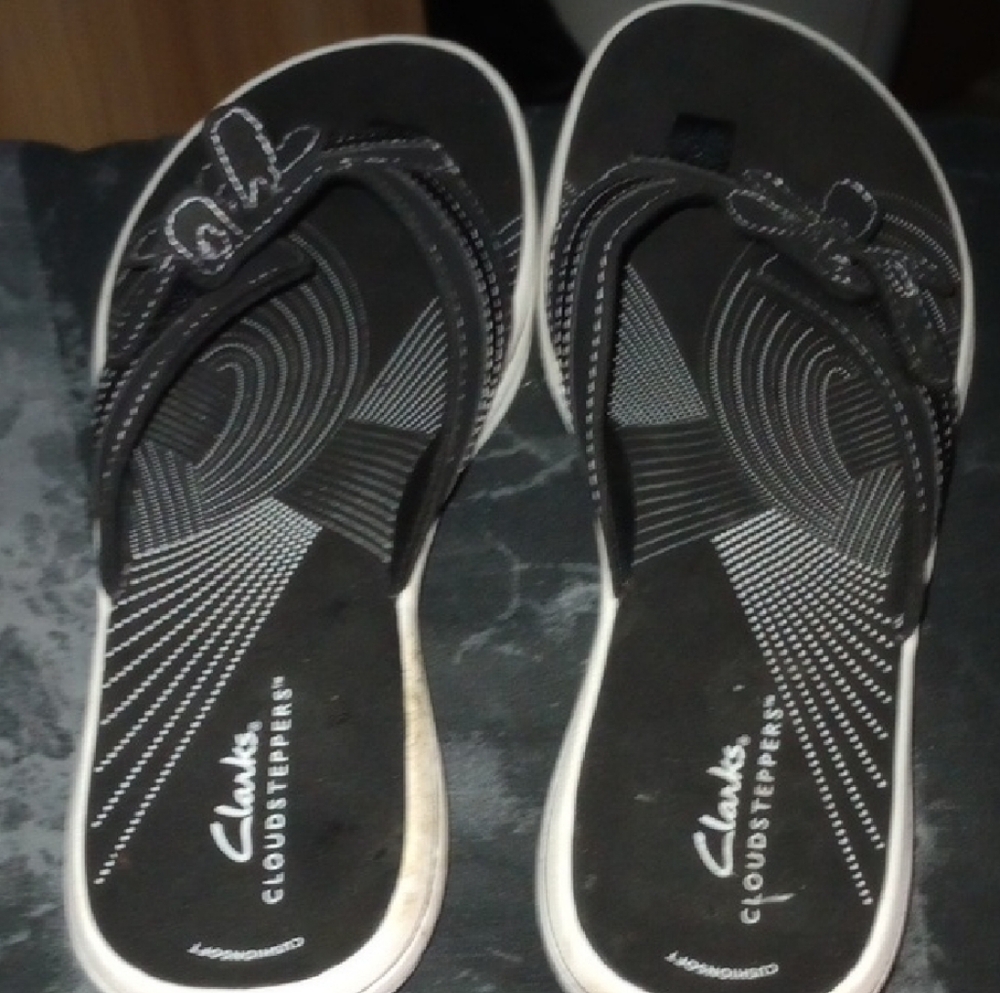 Clarks Women's Black and White Sandals